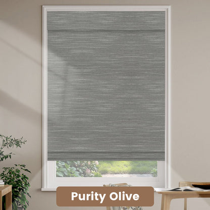 Kincmo Motorized Natural Woven Wood Shades 50%/70%/100% Blackout - Designer