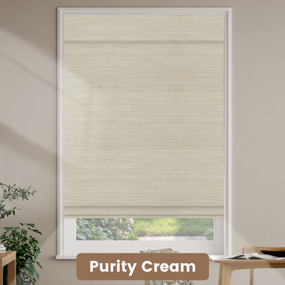 Kincmo Motorized Natural Woven Wood Shades 50%/70%/100% Blackout - Designer
