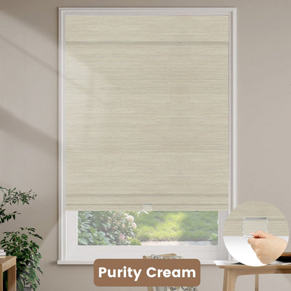 Kincmo Cordless Woven Wood Shades 50%/70%/100% Blackout - Designer