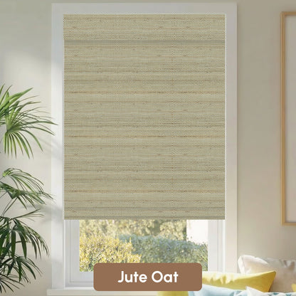 Kincmo Motorized Woven Wood Shades 50%/70%/100% Blackout - Natural Rustic