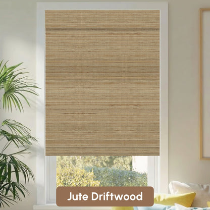 Kincmo Motorized Woven Wood Shades 50%/70%/100% Blackout - Natural Rustic