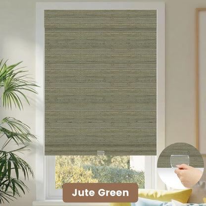 Kincmo Cordless Woven Wood Shades 50%/70%/100% Blackout - Natural Rustic