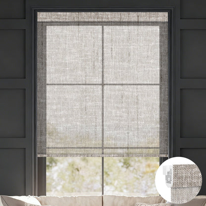 Kincmo No Drill Roller Shades, Motorized 50% Blackout Light Filtering - Sheer
