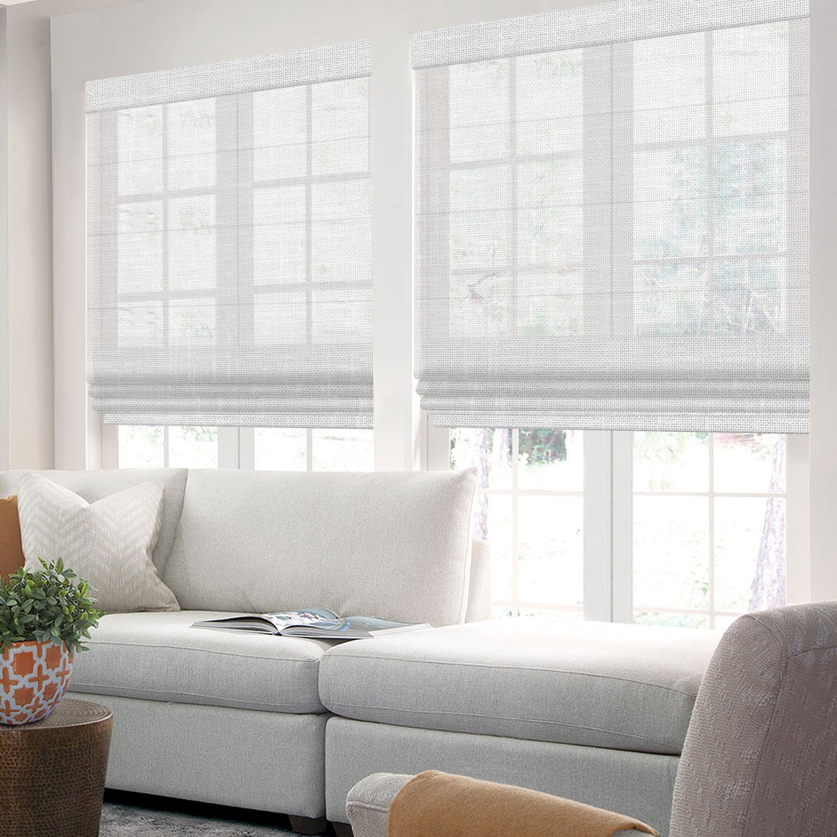 semi sheer roman shades
