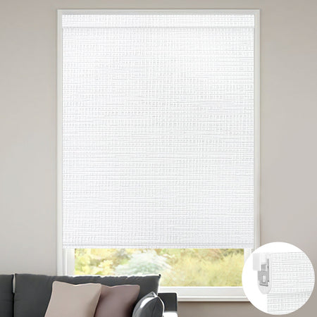 Kincmo No Drill Roller Shades, Motorized 100% Blackout - Weave