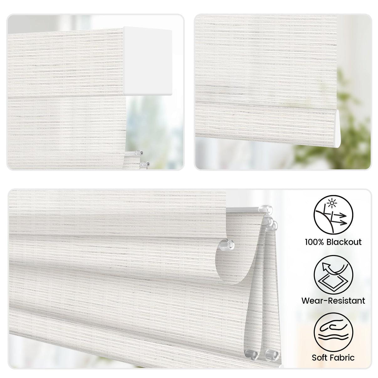 woven roman shades details