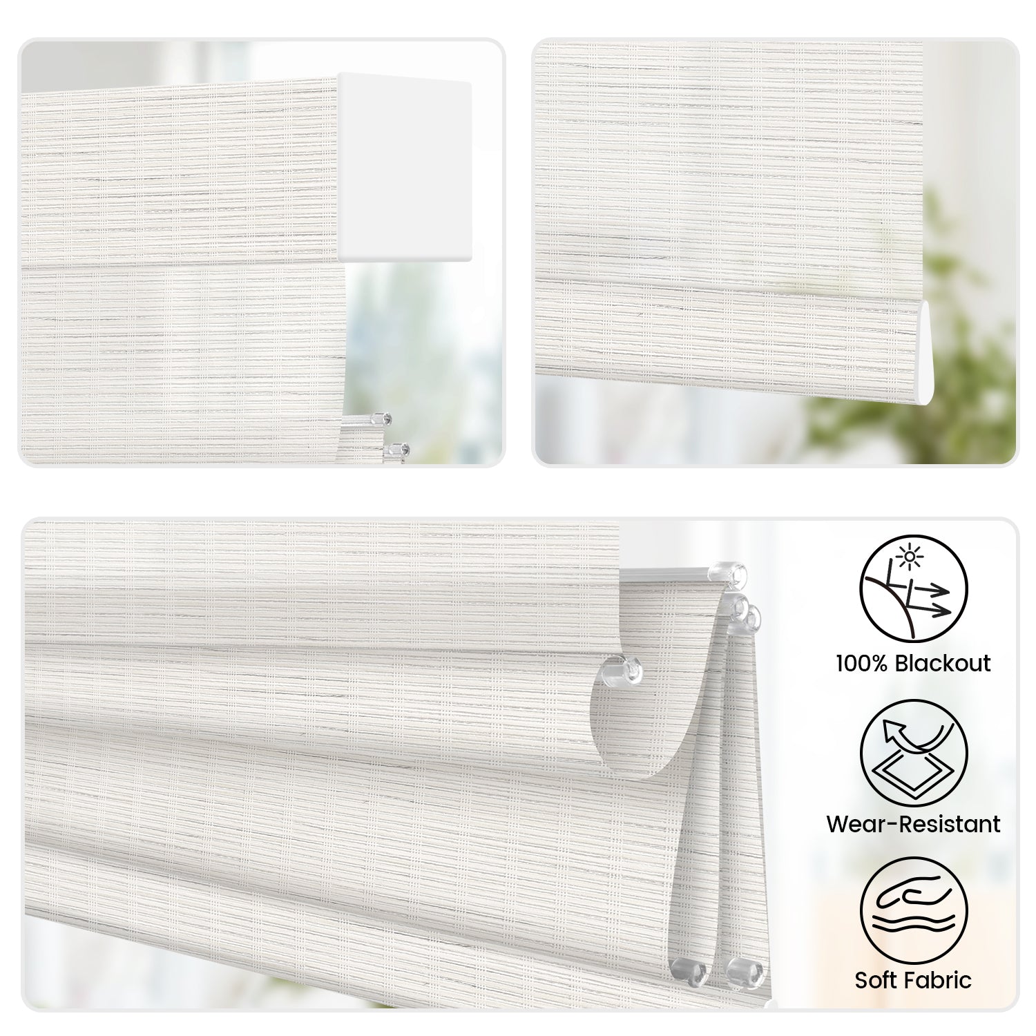 woven roman shades details