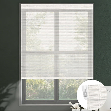 Kincmo No Drill Roller Shades, Motorized 50% Blackout Light Filtering - Woven