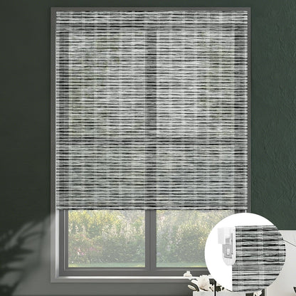 Kincmo No Drill Roller Shades, Motorized 50% Blackout Light Filtering - Woven