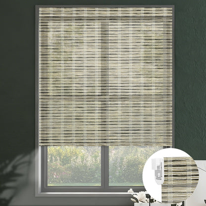 Kincmo No Drill Roller Shades, Motorized 50% Blackout Light Filtering - Woven