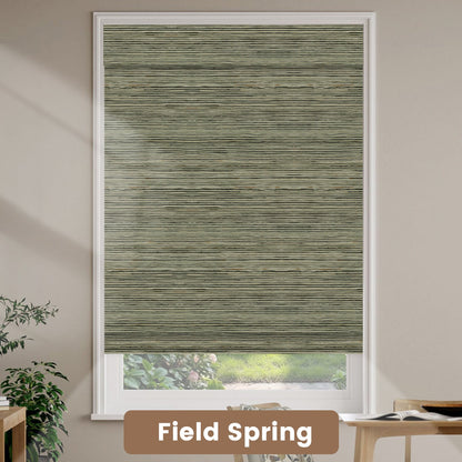 Kincmo Motorized Natural Woven Wood Shades 50%/70%/100% Blackout - Designer