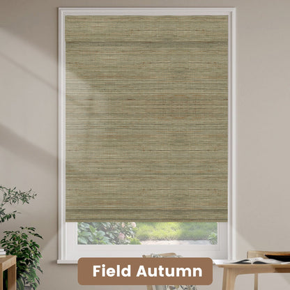 Kincmo Motorized Natural Woven Wood Shades 50%/70%/100% Blackout - Designer