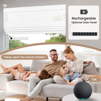 Kincmo Motorized Light Filtering Roman Shades 60% Blackout - Atlantic