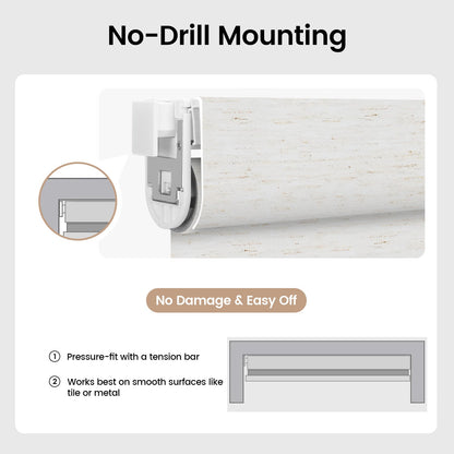 Kincmo No Drill Roller Shades, Motorized 75% Blackout Light Filtering - Classic