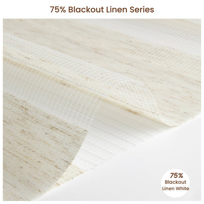 Kincmo No Drill Zebra Shades, Motorized 75% Blackout - Linen